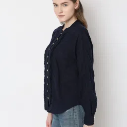 Vero Moda Navy Textured Shirt image 3