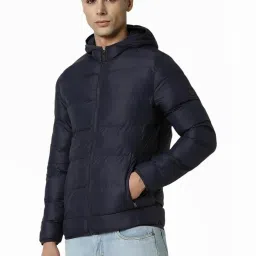 Van Heusen Navy Regular Fit Quilted Hooded Jacket image 3