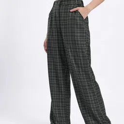 glitchez Women Checked Relaxed Fit Trouser image 2