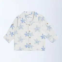 HOP Baby by Westside Off-White Floral Pattern Cotton Shirt-image-33