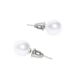 OOMPH White Pearl and Silver Crown Cubic Zirconia Ear Stud and Drop Earrings Pack of 2 image 3