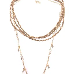 OOMPH Gold Multi Layer Elastic and Metal Beads Choker image 3