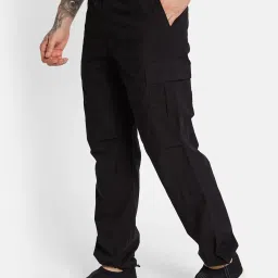 Octave Black Cotton Regular Fit Trackpants image 3
