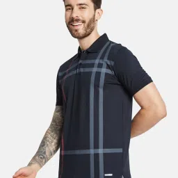 Octave Navy Cotton Regular Fit Striped Polo T-Shirt image 3