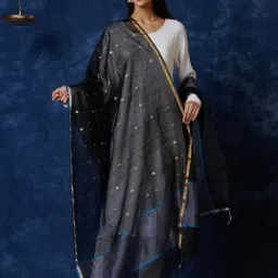 Fabindia Black Woven Pattern Dupatta-picture-37