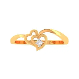 P.C. Chandra Jewellers 14k Yellow Gold Double Hearts Ring for Women & Girls-picture-37