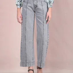 Crimsoune Club Women Wide Leg Heavy Fade Stretchable Jeans-image-47