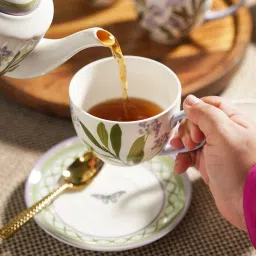 Pure Home and Living Purple Prined Tea Cups & Saucers - Set of 2 image 3