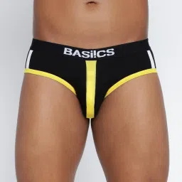 BASIICS by La Intimo Black Blended Relaxed Fit Striped Briefs (Pack Of 2) image 3