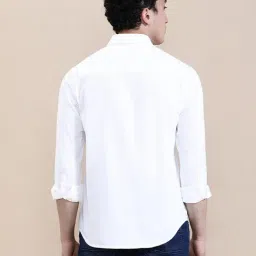 Crocodile White Cotton Solid Regular Fit Shirt image 2