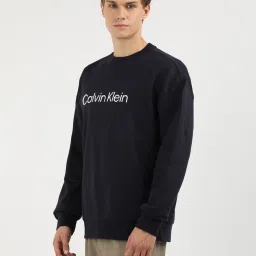 Calvin Klein Jeans Navy Cotton Regular Fit Logo Printed Sweatshirt image 3