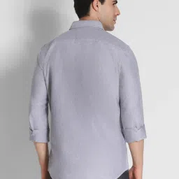 American Eagle Men Grey Slim Fit Solid Oxford Button-Up Shirt image 3
