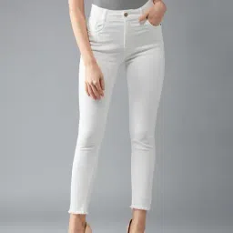 DOLCE CRUDO White Skinny Fit High Rise Jeans-image-5