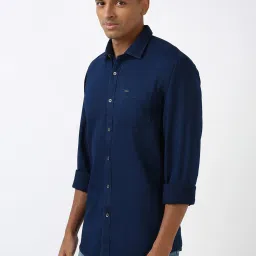 Peter England Navy Cotton Slim fit Solid Casual Shirt image 3