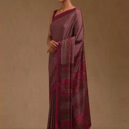 Soch Fuchsia Floral Print Saree With Unstitched Blouse image 3