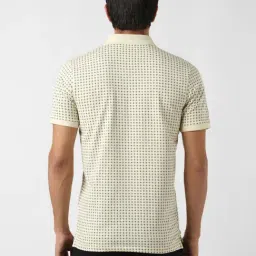 Peter England Beige Cotton Regular Fit Printed Polo T-Shirt image 2