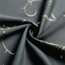 Urban Space Gold Leaf Grey Polyester Black Out Long Door Curtain image 3