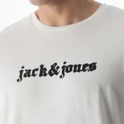 Jack & Jones Star White Cotton Oversized Logo Printed T-Shirt image 5