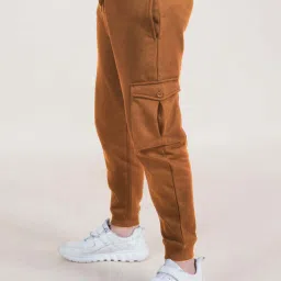 Kiddopanti Boys Brown Solid Track Bottoms Joggers image 3