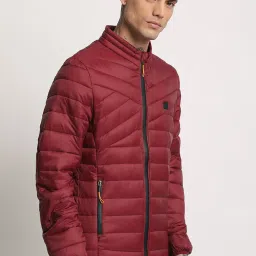 The Bear House Maroon Regular Fit Quilted Jacket image 3
