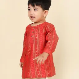 Fabindia Kids Red Printed Full Sleeves Kurta image 3