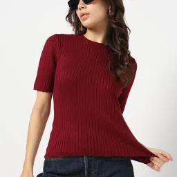 GAP Red Slim Fit Solid Top image 3
