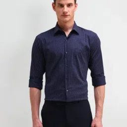 Arrow Navy Slim Fit Checks Shirt-picture-30