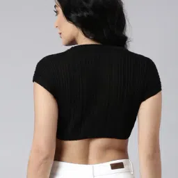 SHOWOFFFF Black Regular Fit Crop Top image 2