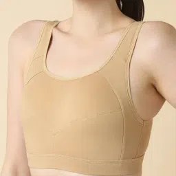 Van Heusen Beige Cotton Relaxed Fit Sports Bra image 4