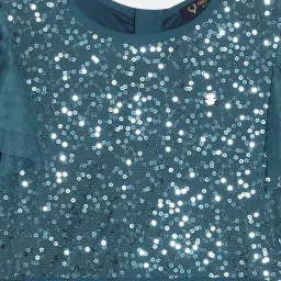 Allen Solly Girls Blue Cotton Embellished Dress image 3