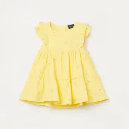 Juniors by Lifestyle Girls Yellow Cotton Embroidery Dress-image-26