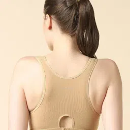 Van Heusen Beige Cotton Relaxed Fit Sports Bra image 2