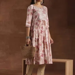 Libas Pink Embroidered A Line Kurta image 3
