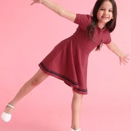 U.S. Polo Assn. Girls Rust Solid Polo Dress image 3