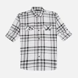 Cavio Boys White Cotton Checks Shirts image 3
