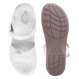 Shoetopia Women's White Ankle Strap Wedges image 3