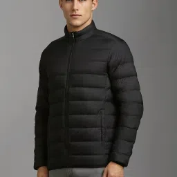 Louis Philippe Black Regular Fit Quilted Jacket image 3