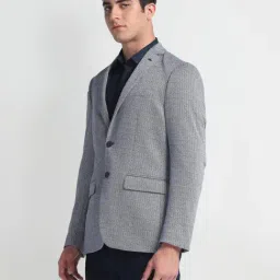 Arrow Blue Slim Fit Self Pattern Blazer image 3