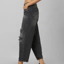 Only Black Distressed Boyfriend Fit High Rise Jeans image 3