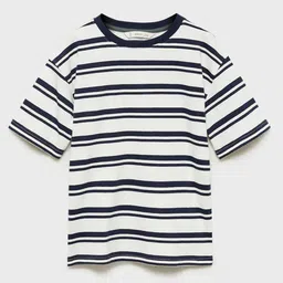 Mango Kids Boys Striped Drop-Shoulder Sleeves Cotton T-shirt-picture-27