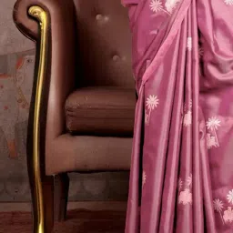 Saree Mall Mauve Satin Self Saree with Blouse Piece image 4