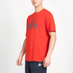 Adidas Red Regular Fit Logo Printed Tank Tee image 3