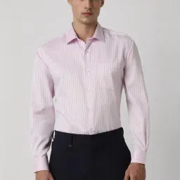 Van Heusen Pink Cotton Regular Fit Striped Shirt-image-10