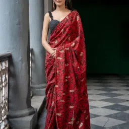Suta Red Floral Saree-picture-11