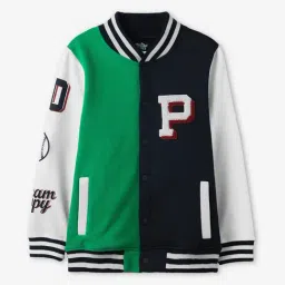 The Souled Store Kids Multicolor Color Block Full Sleeves Varsity Jacket-picture-32