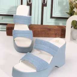 Carlton London Women's Sky Blue Casual Wedges-image-90