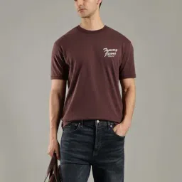 Tommy Hilfiger Brown Cotton Comfort Fit Logo Printed T-Shirt-picture-41