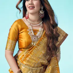 SANISA Woven Design Zari Silk Blend Handloom Saree image 4