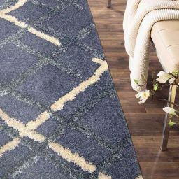 Obsessions Dark Grey Polypropylene & Polyester Diamond Shaggy Bedside Runner-picture-14