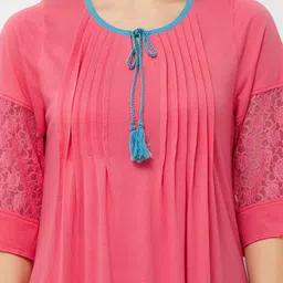Soie Coral Solid Nightdress image 4